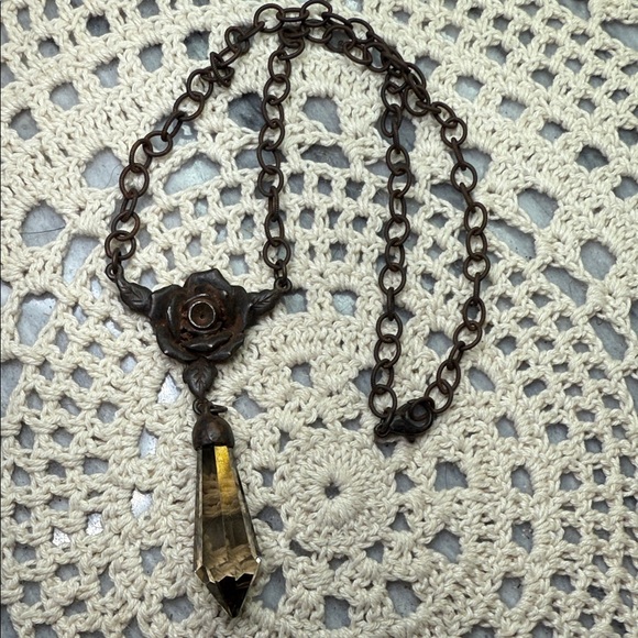 Vintage Bronze Rose Pendant up to 17.5”Necklace